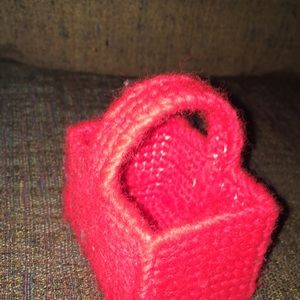 Small hand knitted basket.